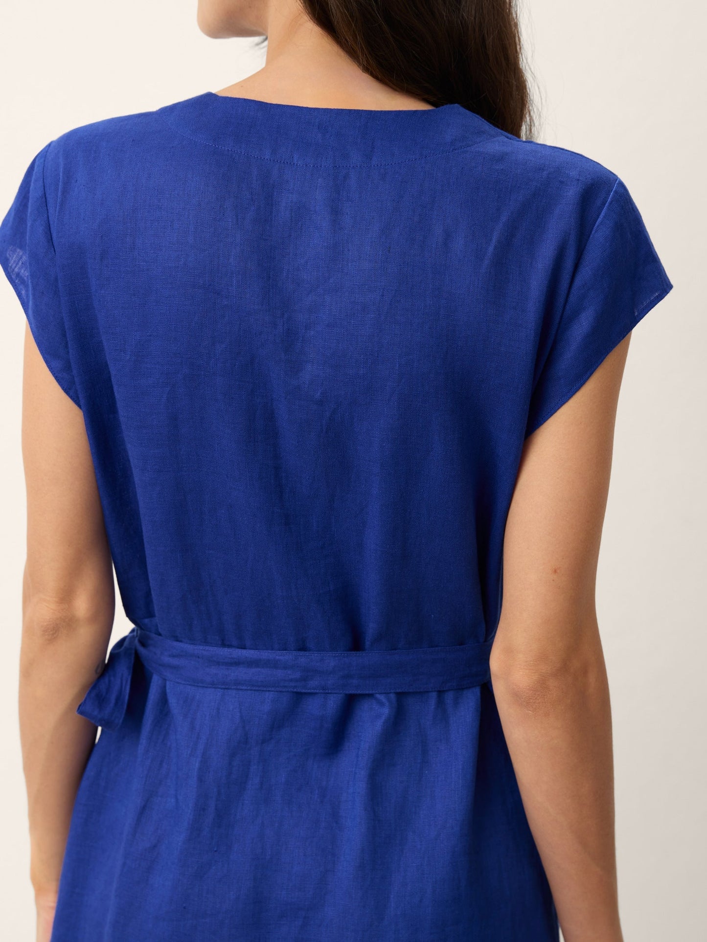 100% Linen A-Line Midi Tie Dress - KERSTIN