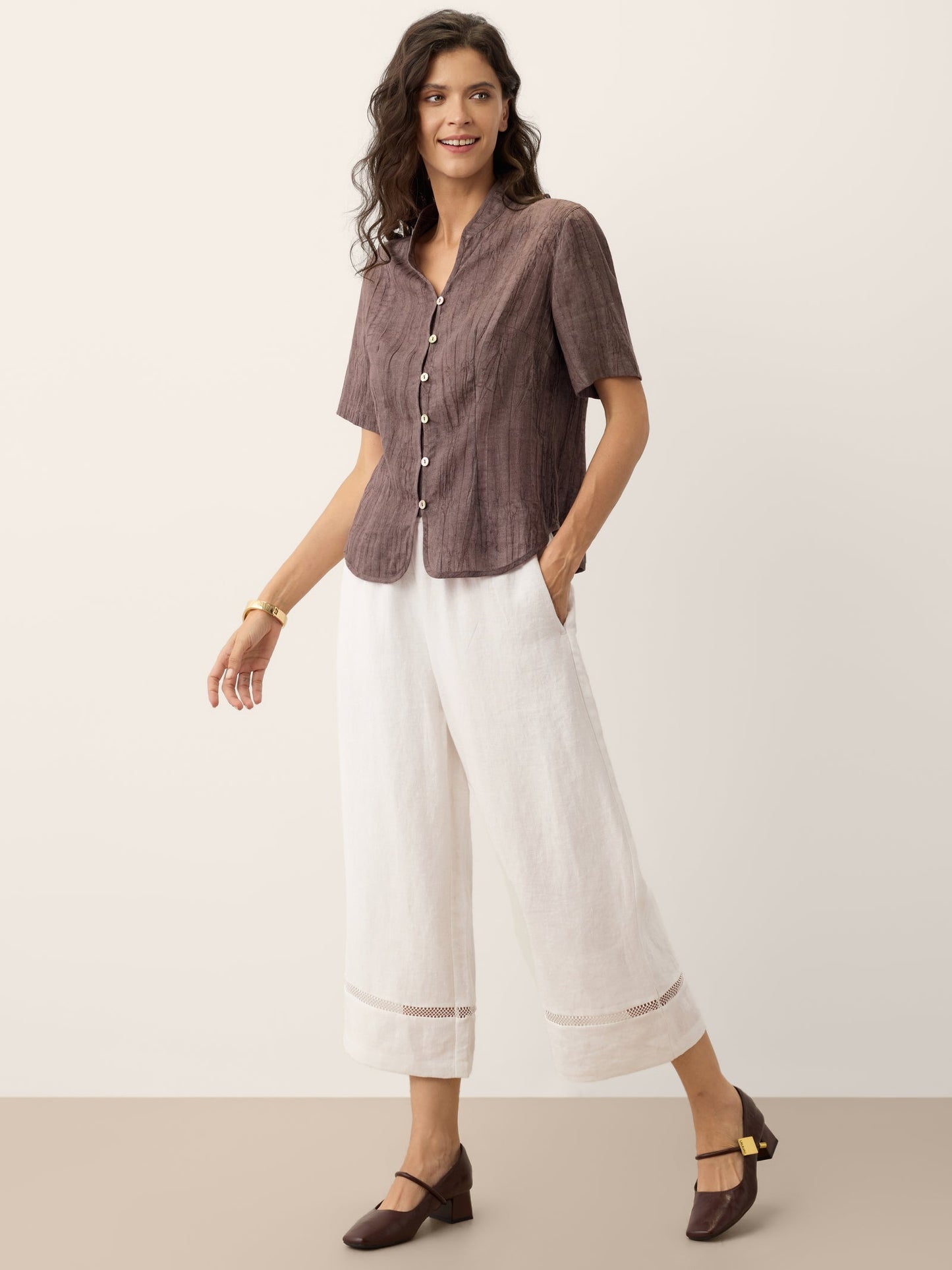 Lyocell Textured High Neck Jacket - PHILIPPA