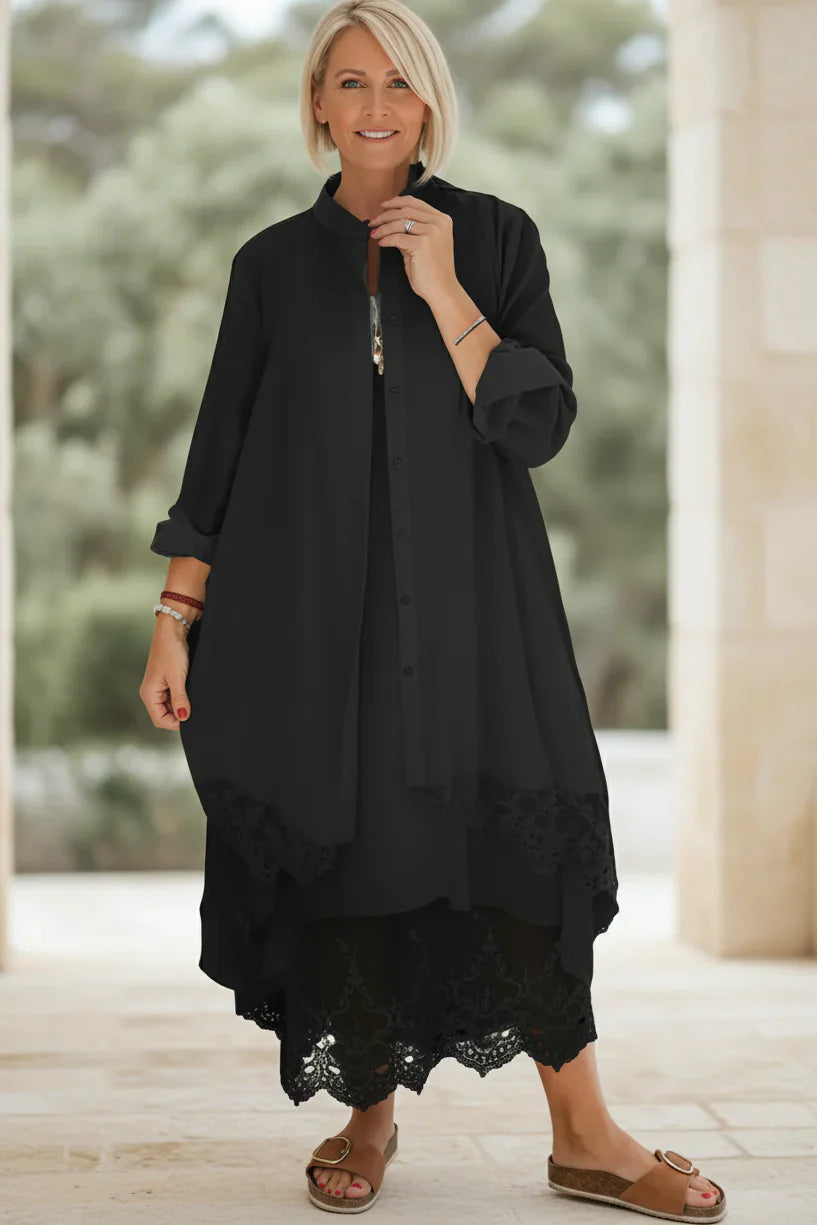 LYRA – VESTIDO FLUJO CON PUNTO DE ENCAJE