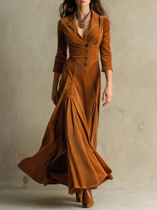 Vestido de terciopelo elegante con estilo blazer de los años 70