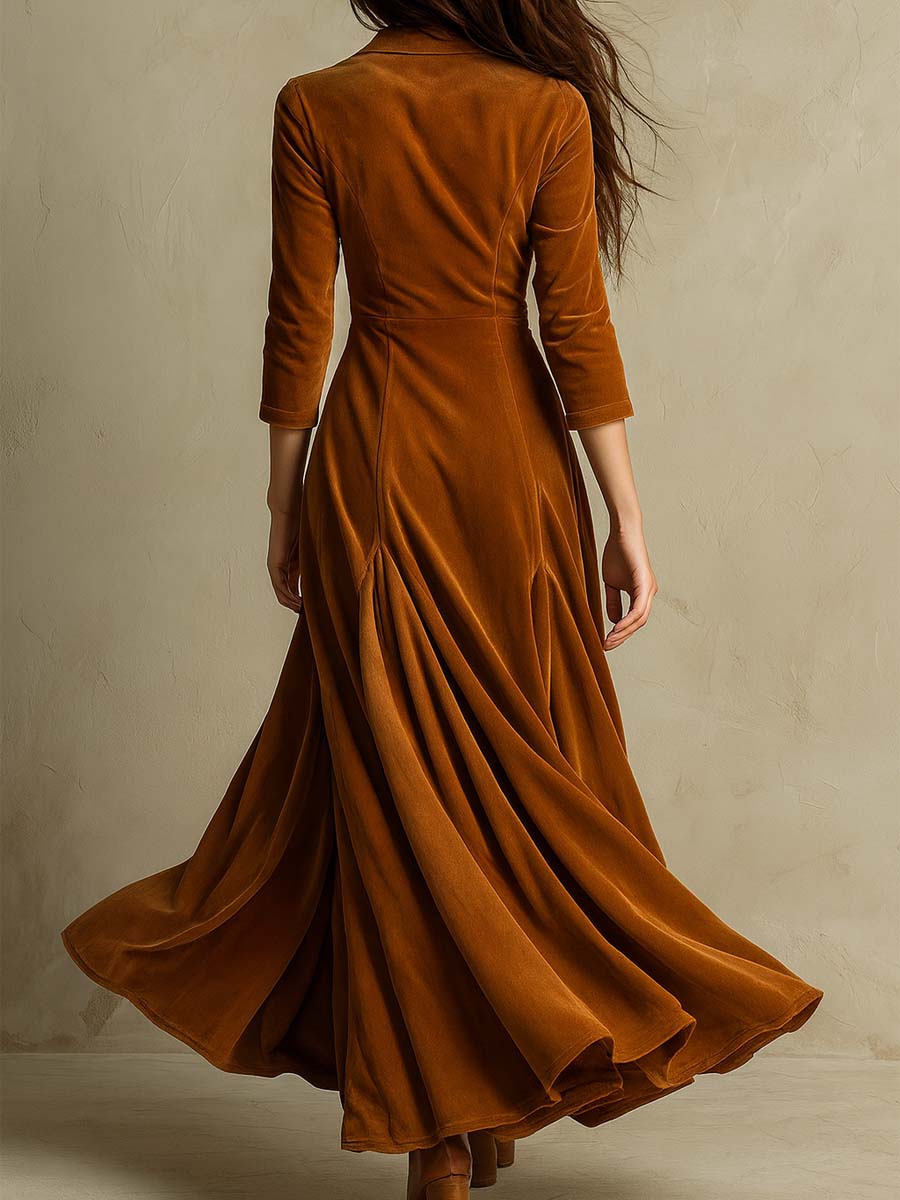 Vestido de terciopelo elegante con estilo blazer de los años 70