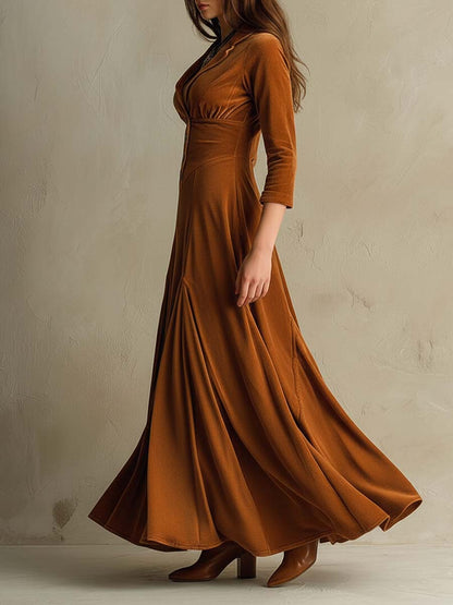 Vestido de terciopelo elegante con estilo blazer de los años 70