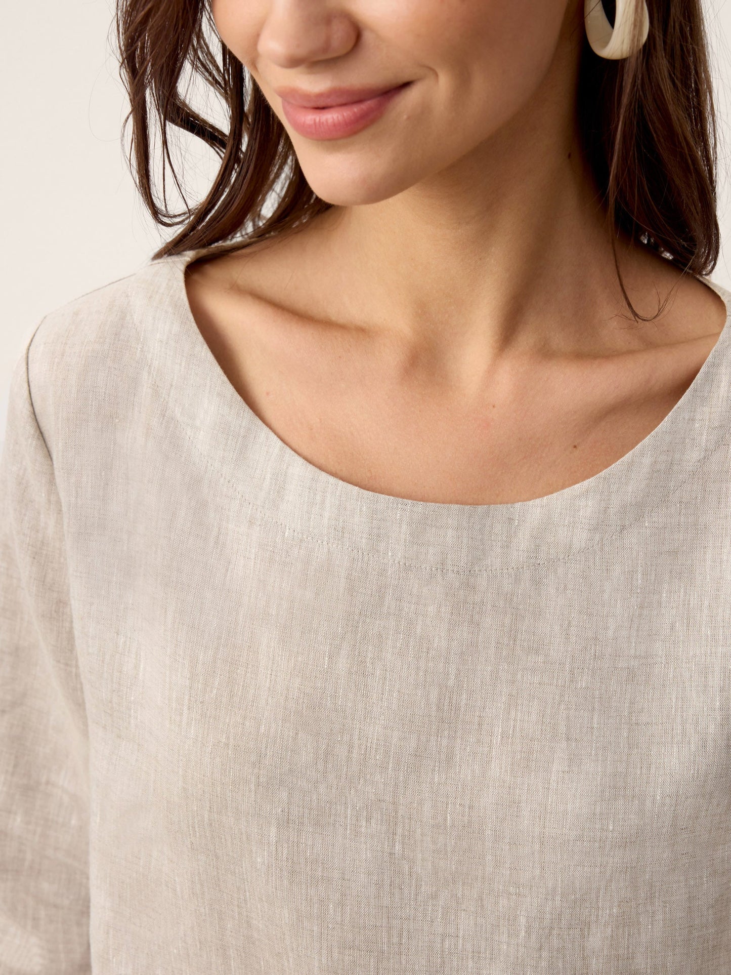 100% Lino Asimétrico-Hem Botón-Trim Top NYLA