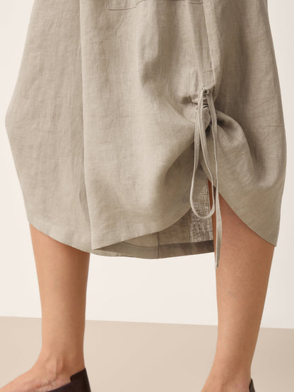Pantalón de 100% lino con cordón en el dobladillo y cintura elástica con globo CALANTHE