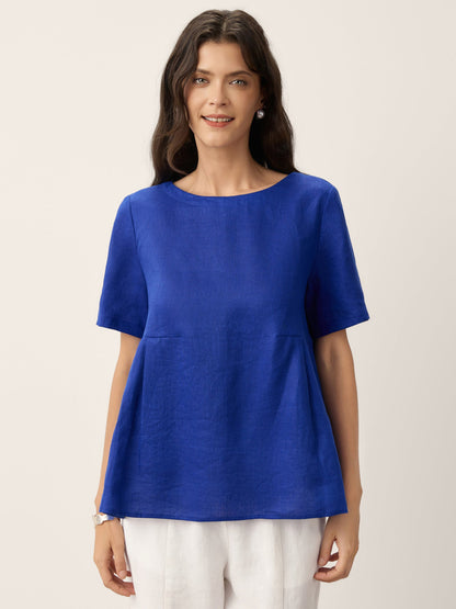 100% Linen Pleated Waist Relaxed Overtop FABIENNE