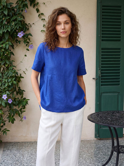 100% Linen Pleated Waist Relaxed Overtop FABIENNE