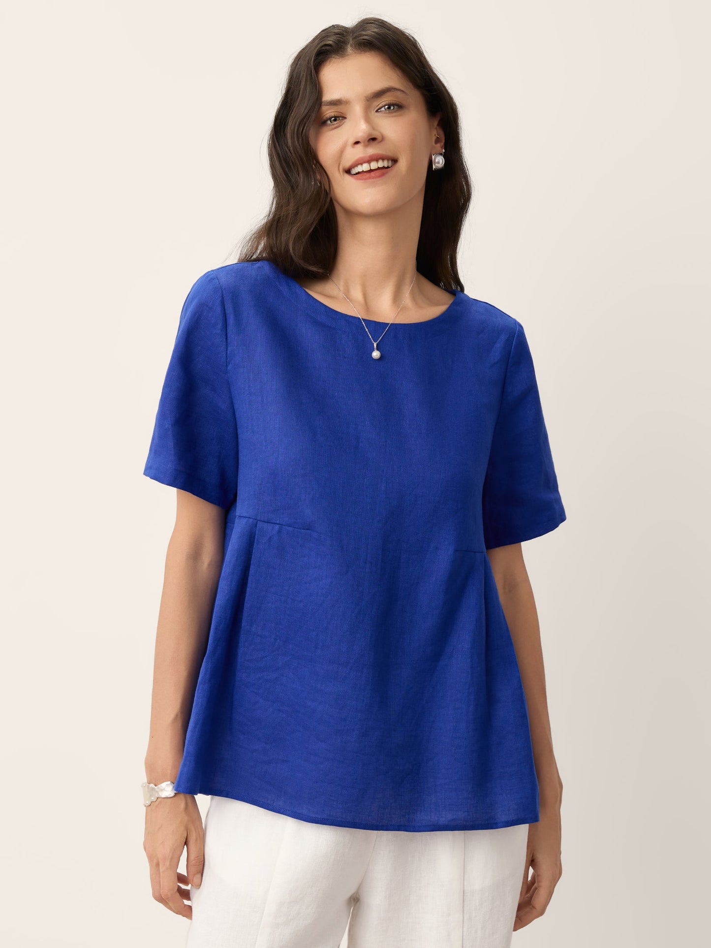 100% Linen Pleated Waist Relaxed Overtop FABIENNE
