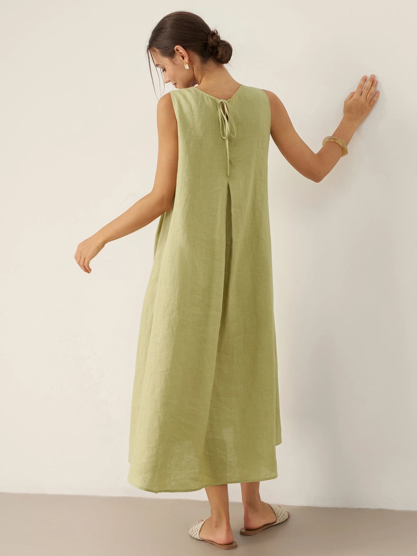 Vestido largo TARA A-Line 100% lino sin mangas