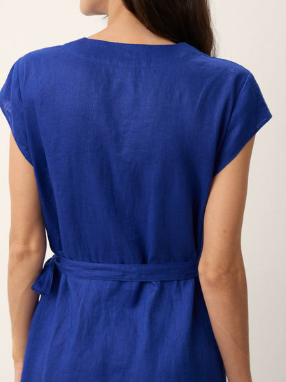 Vestido KERSTIN con corbata de lino 100% A-Line Midi