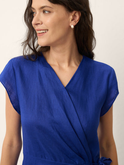 Vestido KERSTIN con corbata de lino 100% A-Line Midi