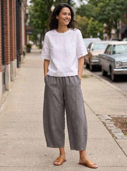 Pantalón tobillero clásico 100% lino ZOE