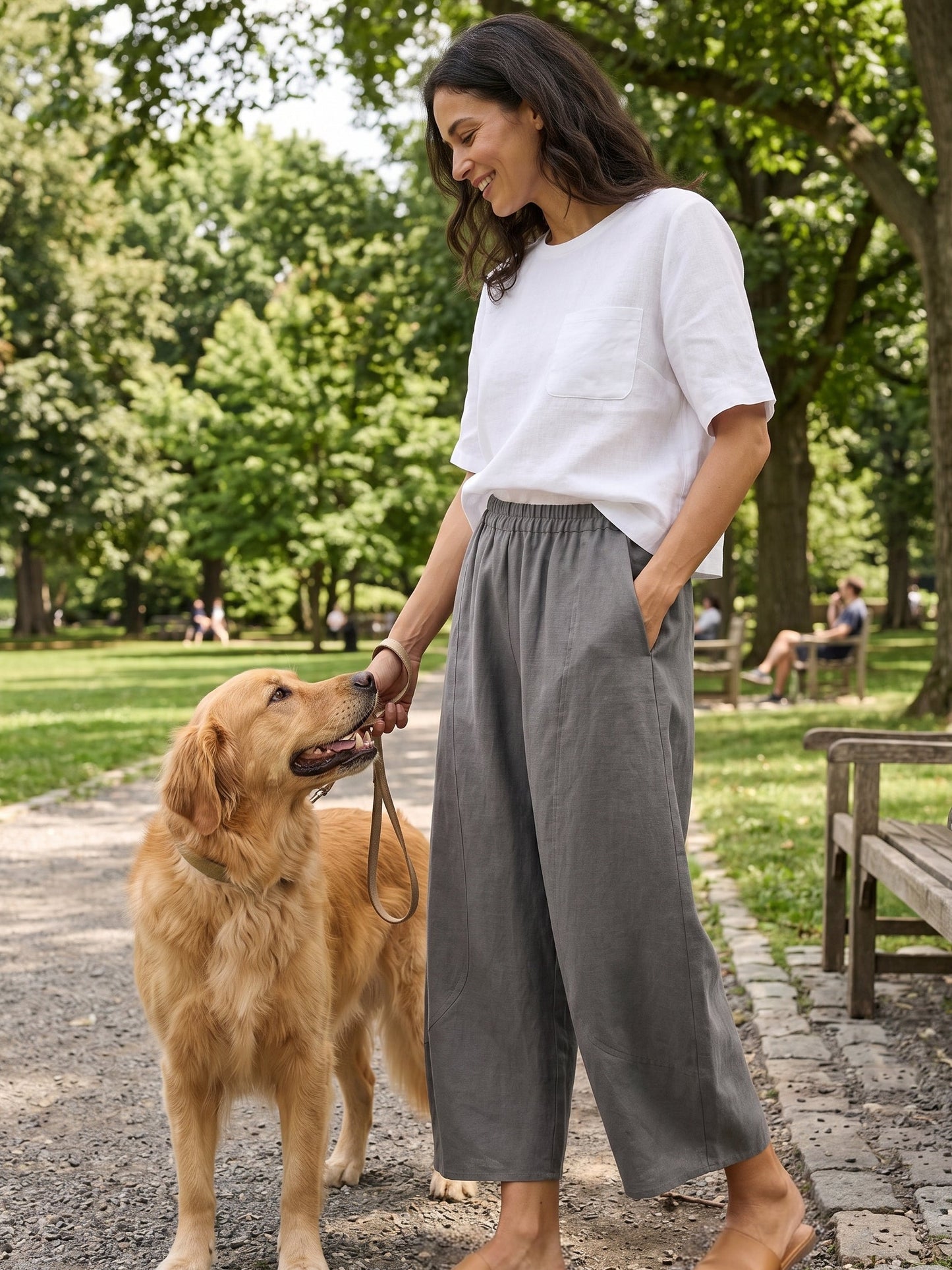 Pantalón tobillero clásico 100% lino ZOE