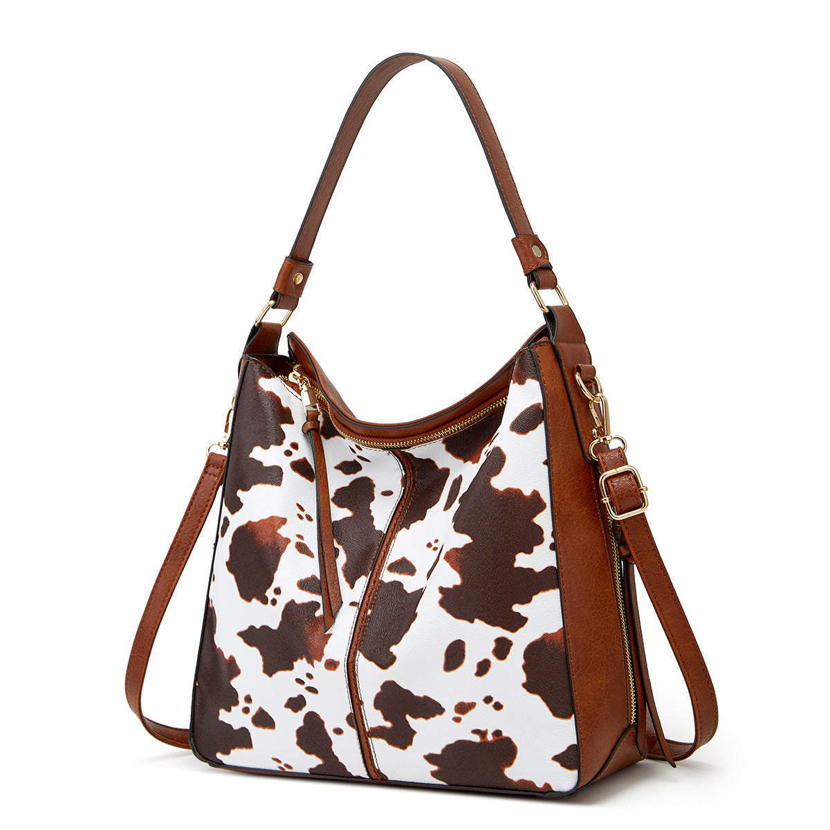 Bolso hobo de lujo antirrobo con estampado de cuero + gratis monedero tipo pouch