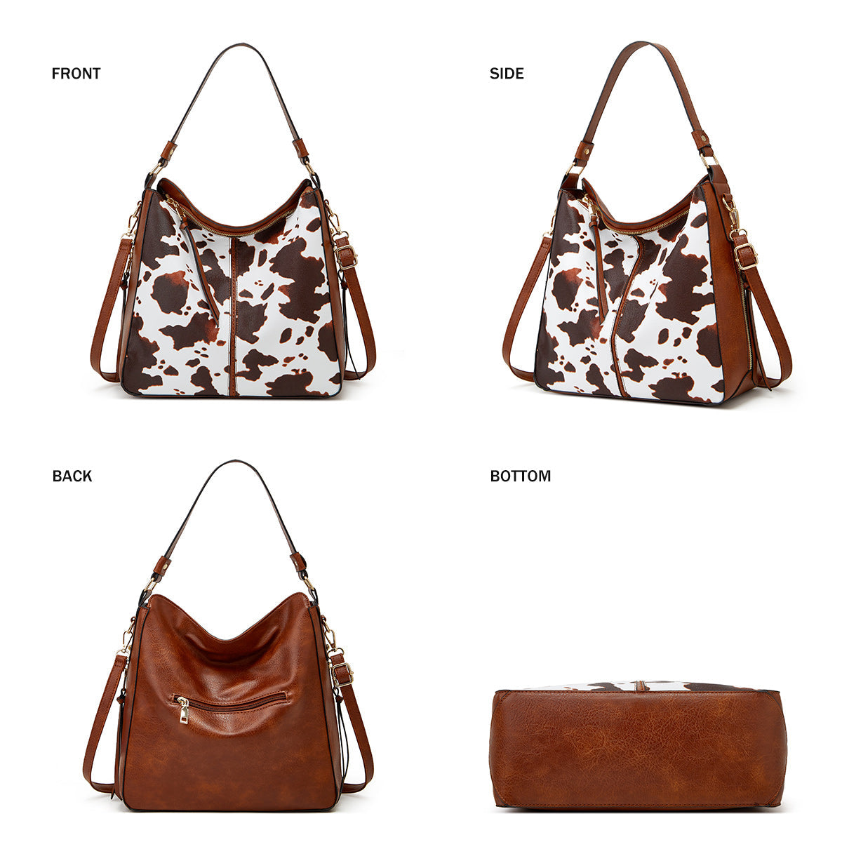 Bolso hobo de lujo antirrobo con estampado de cuero + gratis monedero tipo pouch