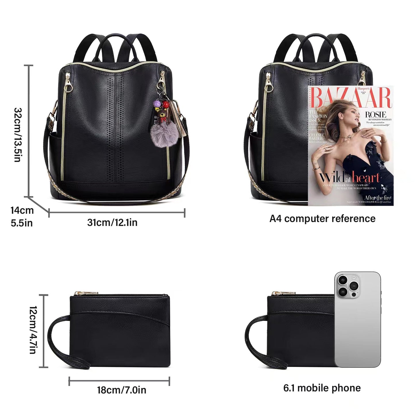 Mochila convertible 2 en 1 de cuero de lujo con estuche gratis