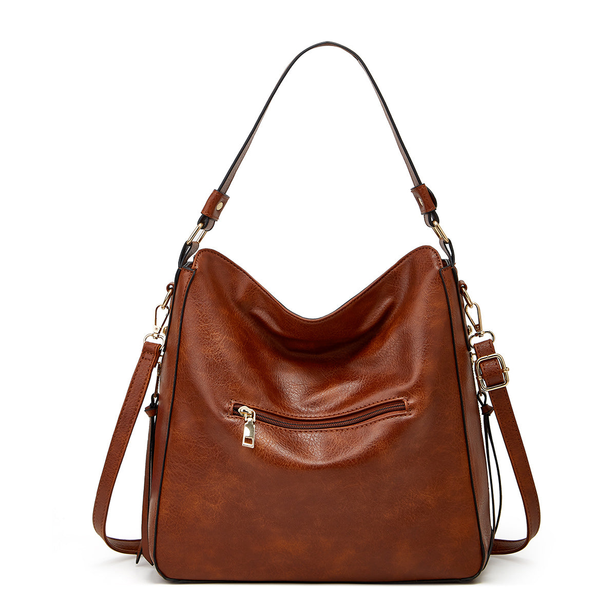 Bolso hobo de lujo antirrobo con estampado de cuero + gratis monedero tipo pouch