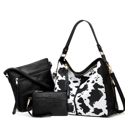 Conjunto de 3 bolsos hobo de cuero de lujo con estampado