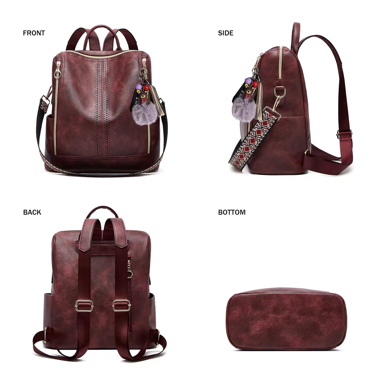 Mochila convertible 2 en 1 de cuero de lujo con estuche gratis