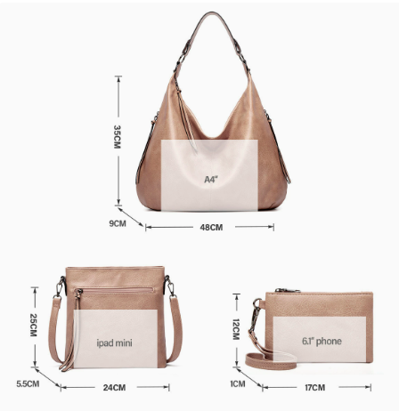 Conjunto de 3 piezas de bolso hobo suave y holgado