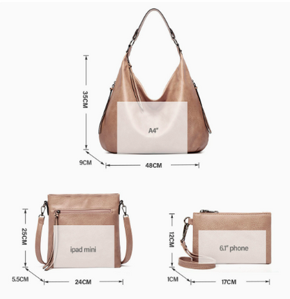 Conjunto de 3 piezas de bolso hobo suave y holgado