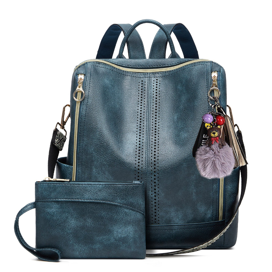 Mochila convertible 2 en 1 de cuero de lujo con estuche gratis
