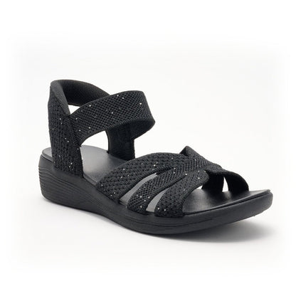 Sequin Knit Wedge Sandals – Stretch Into Summer