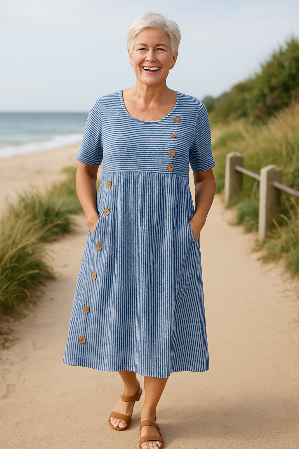 Brienne | Vestido midi a rayas: comodidad sin esfuerzo, confianza en el día a día