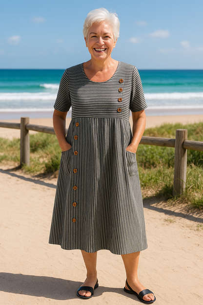 Brienne | Vestido midi a rayas: comodidad sin esfuerzo, confianza en el día a día