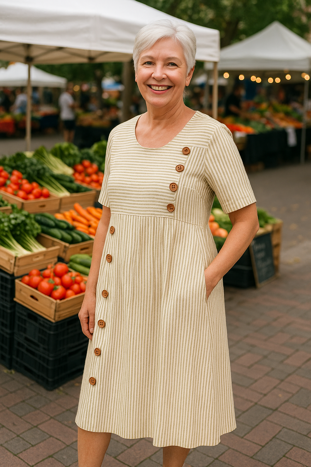 Brienne | Vestido midi a rayas: comodidad sin esfuerzo, confianza en el día a día