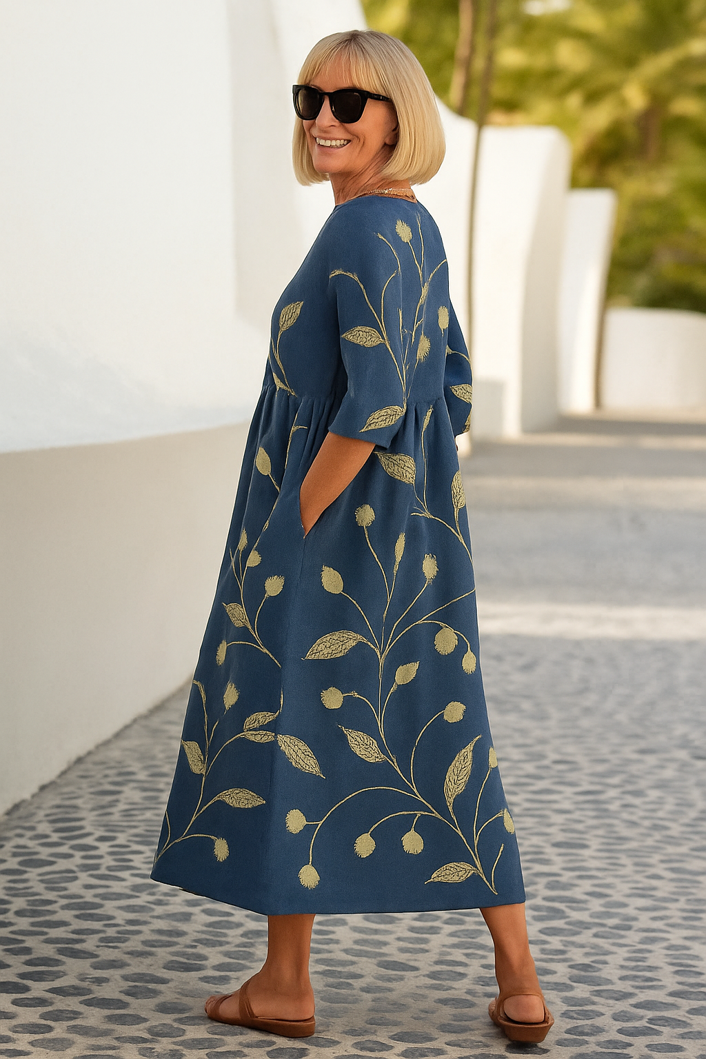 Eliza | Vestido midi relajado: elegancia sin esfuerzo, comodidad diaria