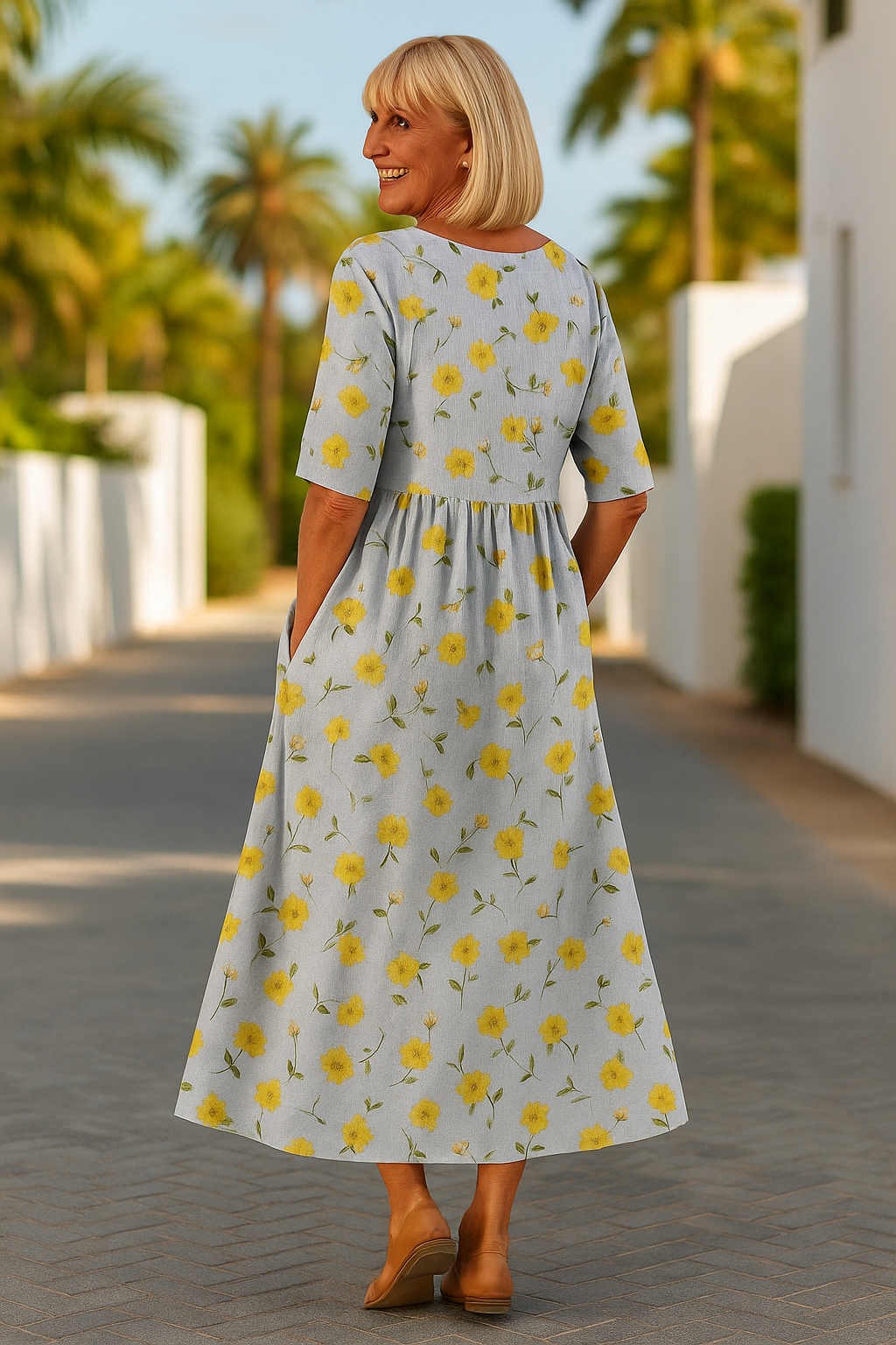 Eliza | Vestido midi relajado: elegancia sin esfuerzo, comodidad diaria