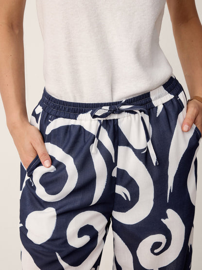 Pantalón de pierna recta con estampado abstracto de lino ORLA
