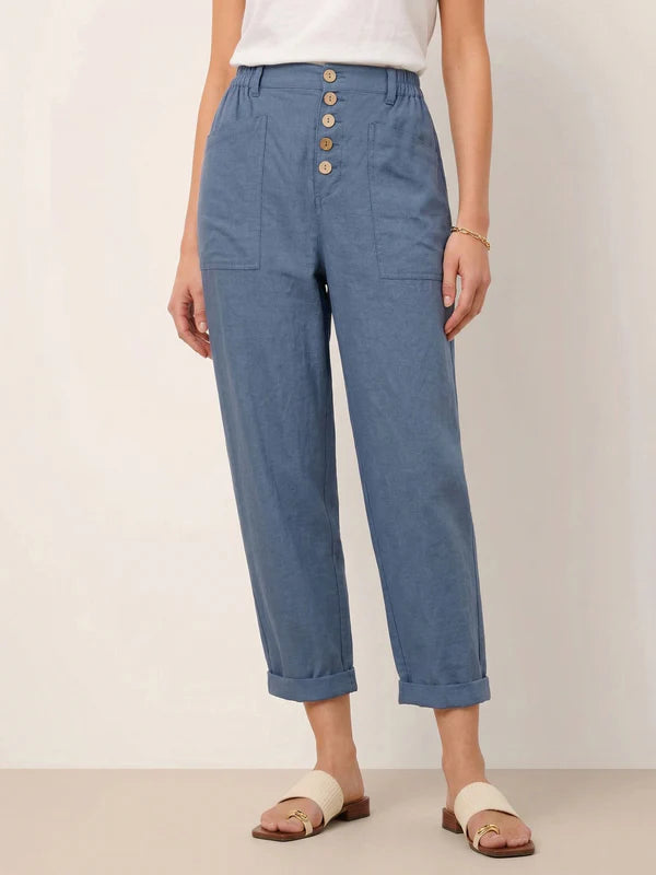 Pantalón mosca de lino con botón simple HEIDI