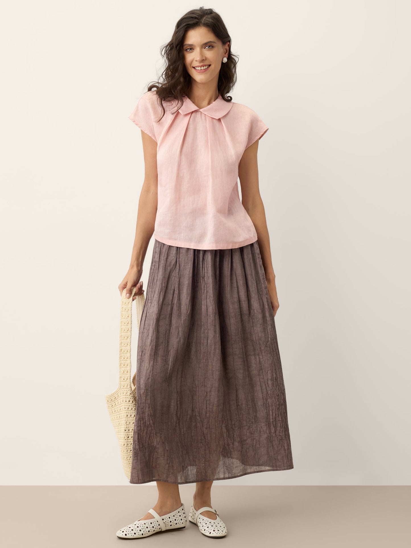 Falda Lyocell Textured Pleated Waist ROSAMUND