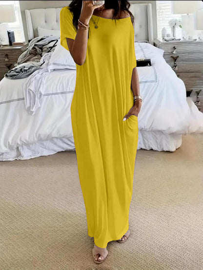 Vestido casual holgado asimétrico de hombro descubierto