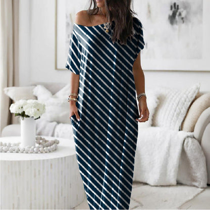 Vestido casual holgado asimétrico de hombro descubierto