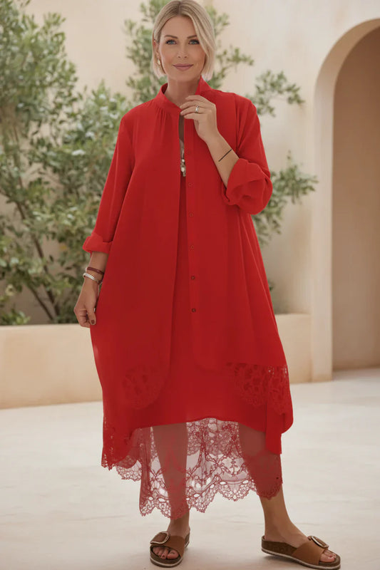 LYRA – VESTIDO FLUJO CON PUNTO DE ENCAJE