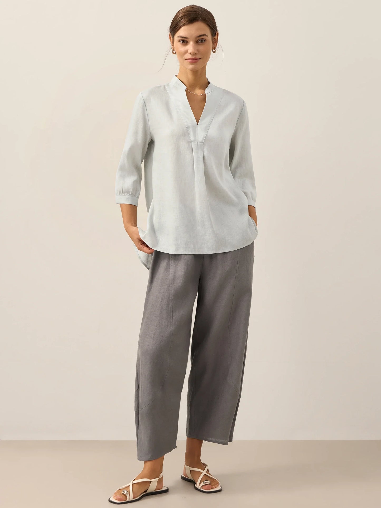 Pantalón tobillero clásico 100% lino ZOE