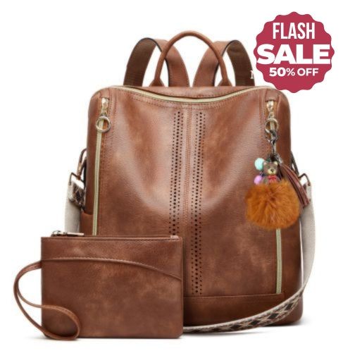 2-in-1 Luxury Leather Convertible Backpack + FREE Case