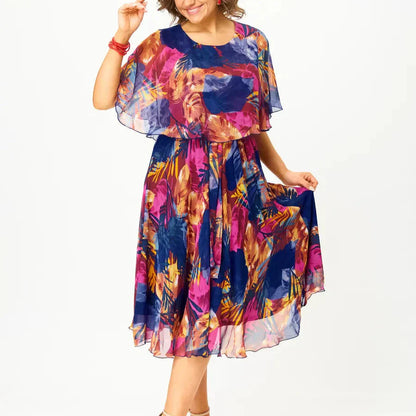 BÁRBARA | VESTIDO CÓMODO DE CHIFÓN TALLA GRANDE