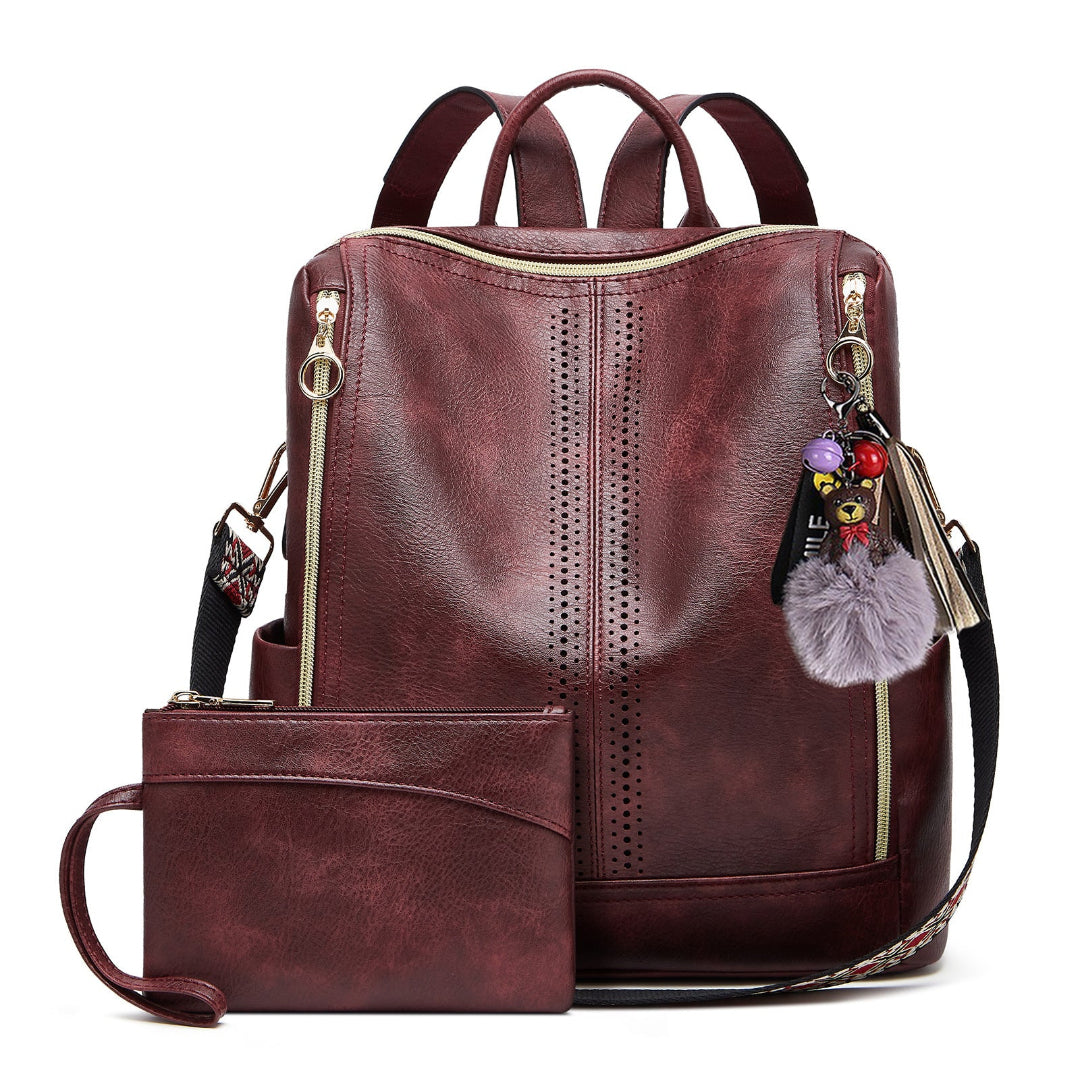 Mochila convertible 2 en 1 de cuero de lujo con estuche gratis