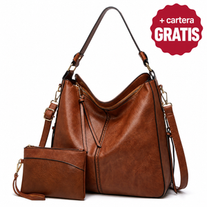 Bolso Hobo de Cuero Antirrobo + Cartera de Bolsillo GRATIS