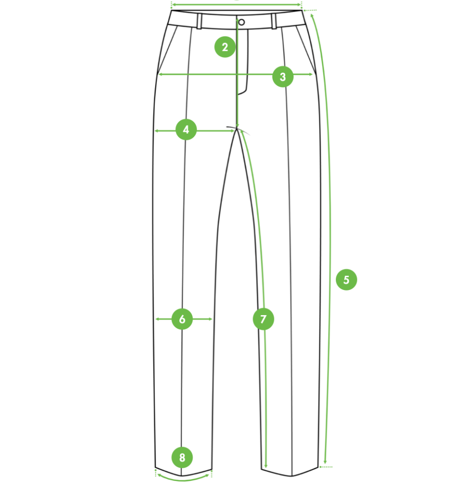 Diagrama de medidas pantalón